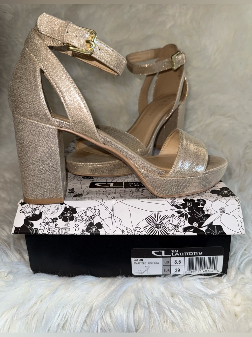 CL by Laundry Go On Starstone Light Gold Block Heel - Women's